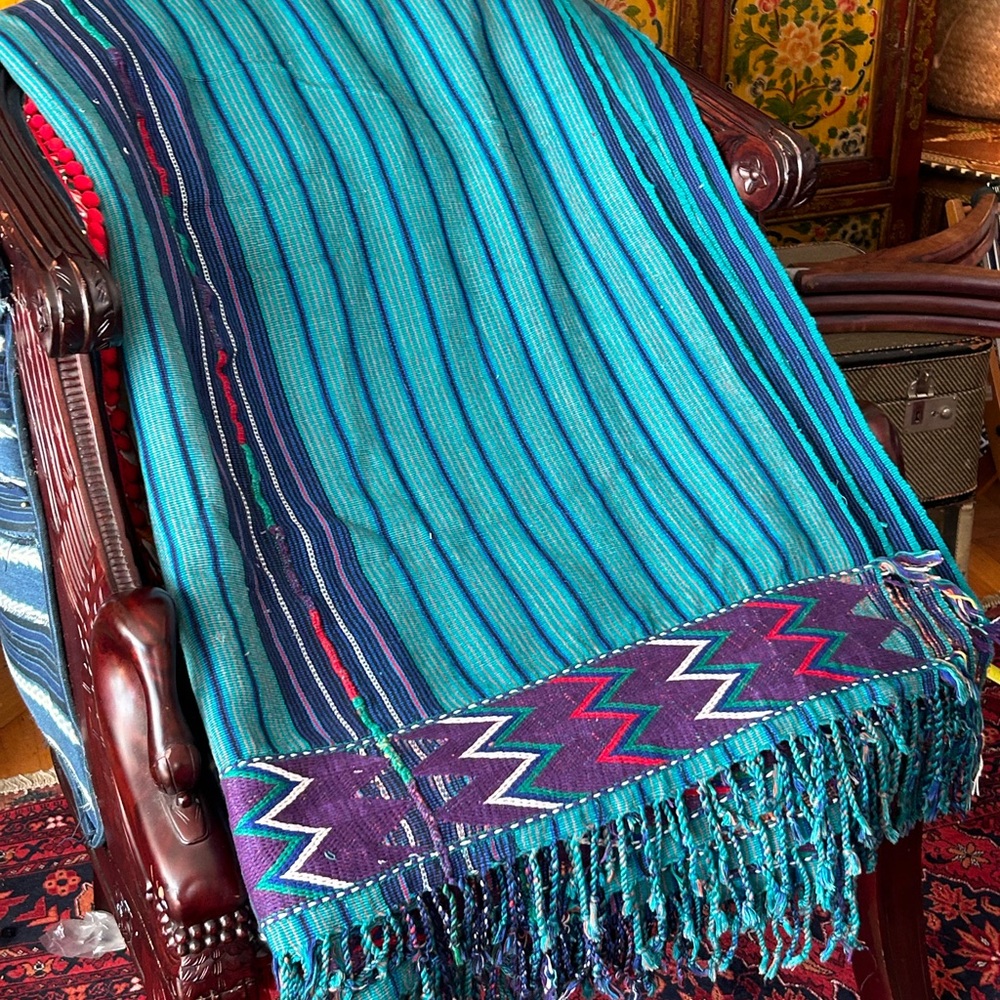 Vintage Handwoven Embroidered Bedspread from Guatemala: Queen